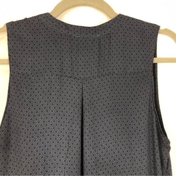 H&M Dress Small Stand Up Collar Sleeveless V Neck Lined Shirt Tail Hem NavyBlack - Picture 4 of 9